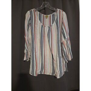 True Craft Striped Bell Sleeve Tunic Top, Women's Plus Size 0X Multicolor Blouse